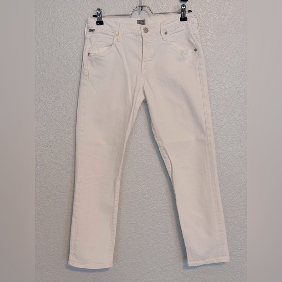 Citizens Of Humanity Elsa Mid Rise Slim Fit Crop White Denim Jeans - Picture 1 of 8